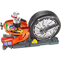 Hot Wheels Tienda de neumáticos supergiros- pista de coches de juguete (Mattel FNB17)